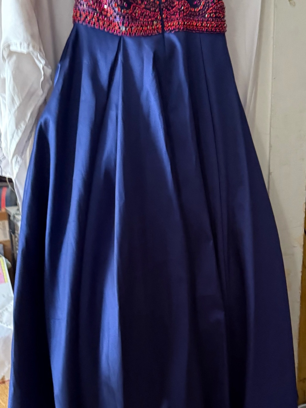 Elegant Navy Satin Full-Length Skirt